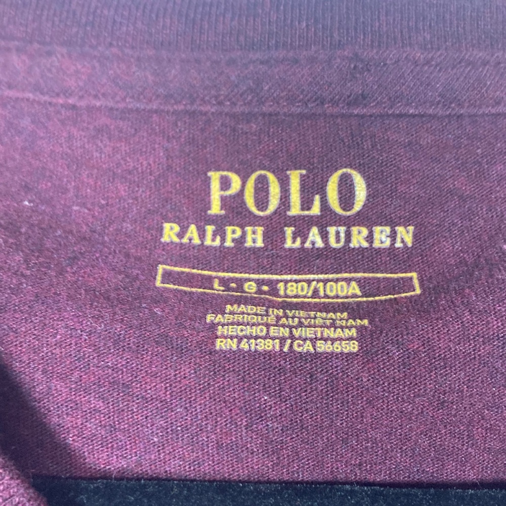 Polo by Ralph Lauren Sz L Men's Maroon V-Neck Tee Preppy Clubhouse - Picture 3 of 5